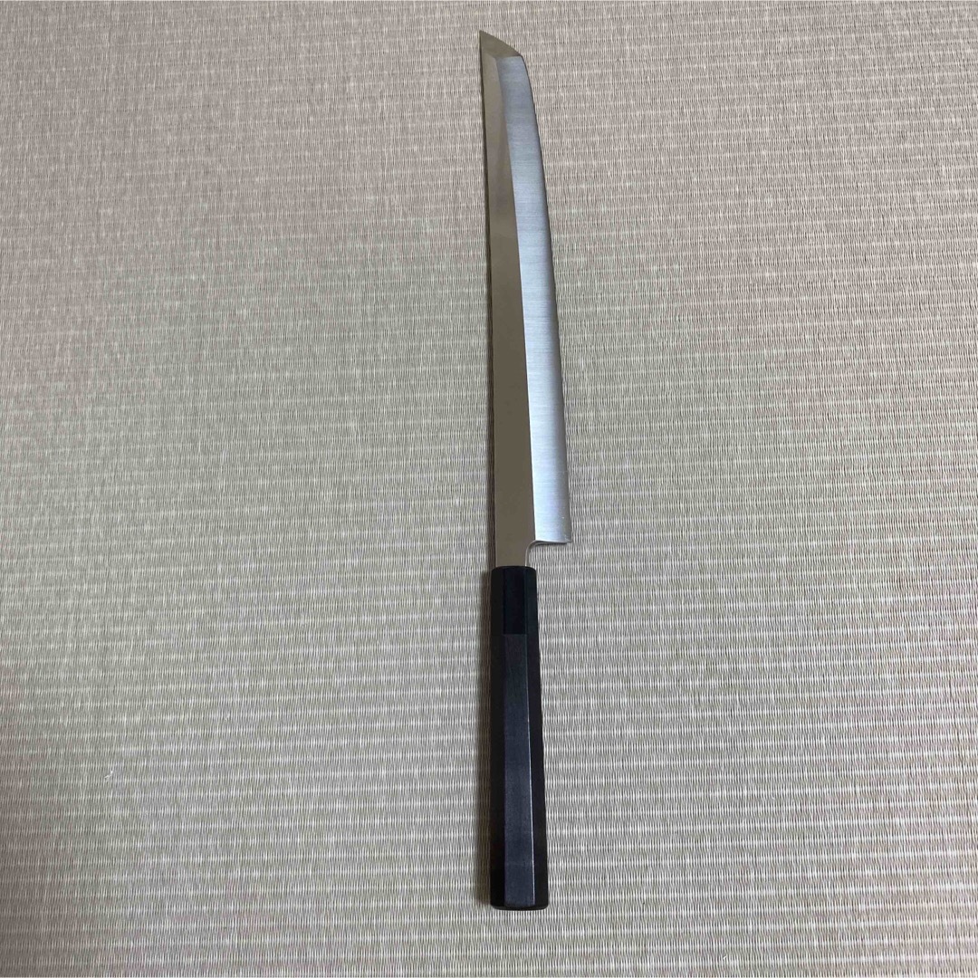 鏡面 たこ引 包丁 和包丁 V金10号 本焼 黒檀黒水牛八角柄 箱付き-