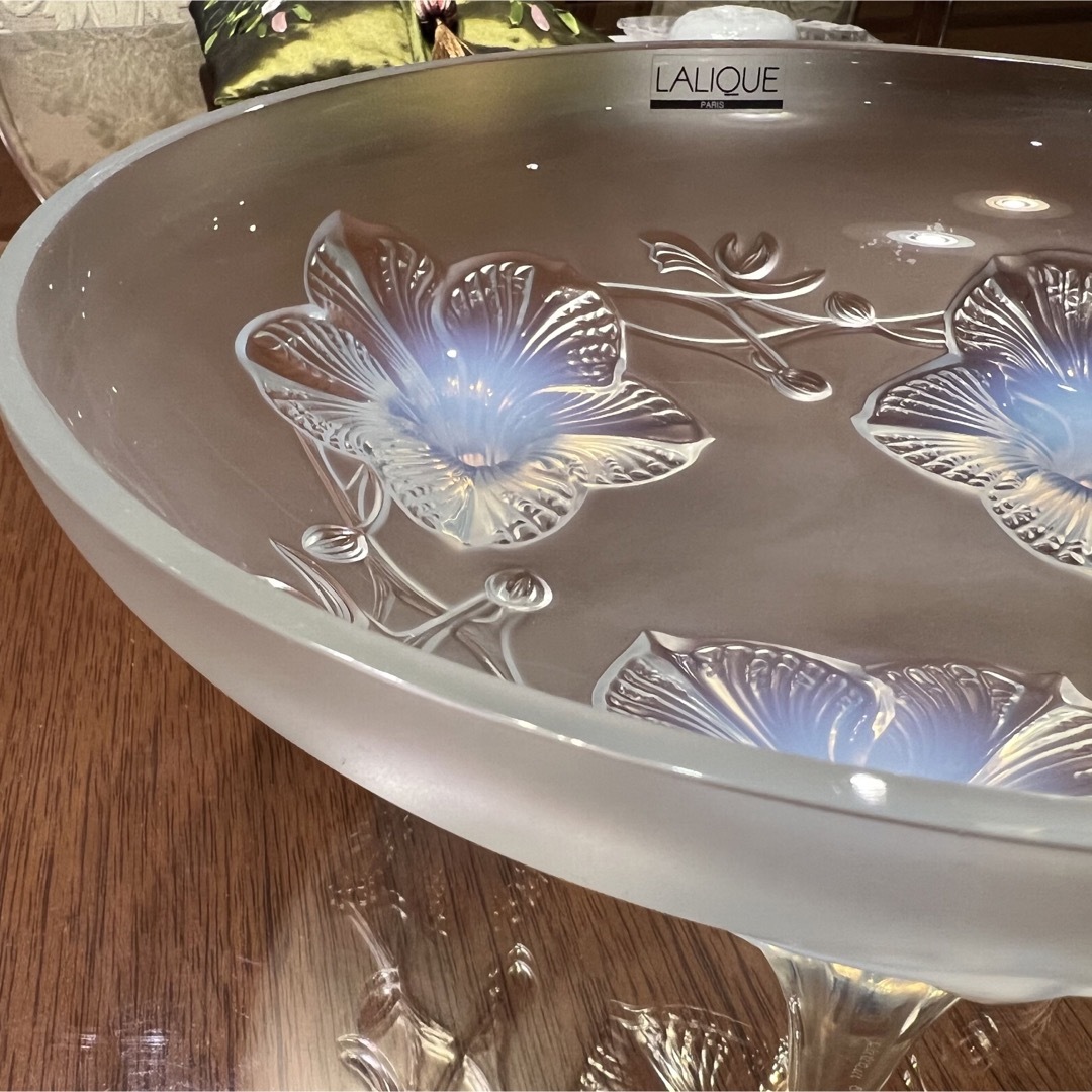 未使用 LALIQUE ラリック オパルセントオルキデ 三脚鉢 ボウル