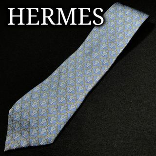 エルメス(Hermes)のエルメス 勲章チェック ブルー ネクタイ A106-A06(ネクタイ)