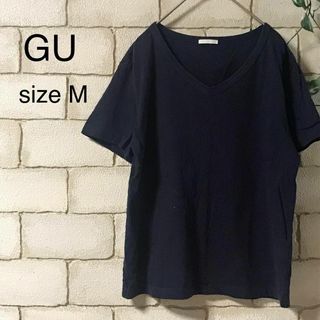 ジーユー(GU)の◆GUジーユー◆VネックTシャツsize M 黒　AA-114(Tシャツ(半袖/袖なし))