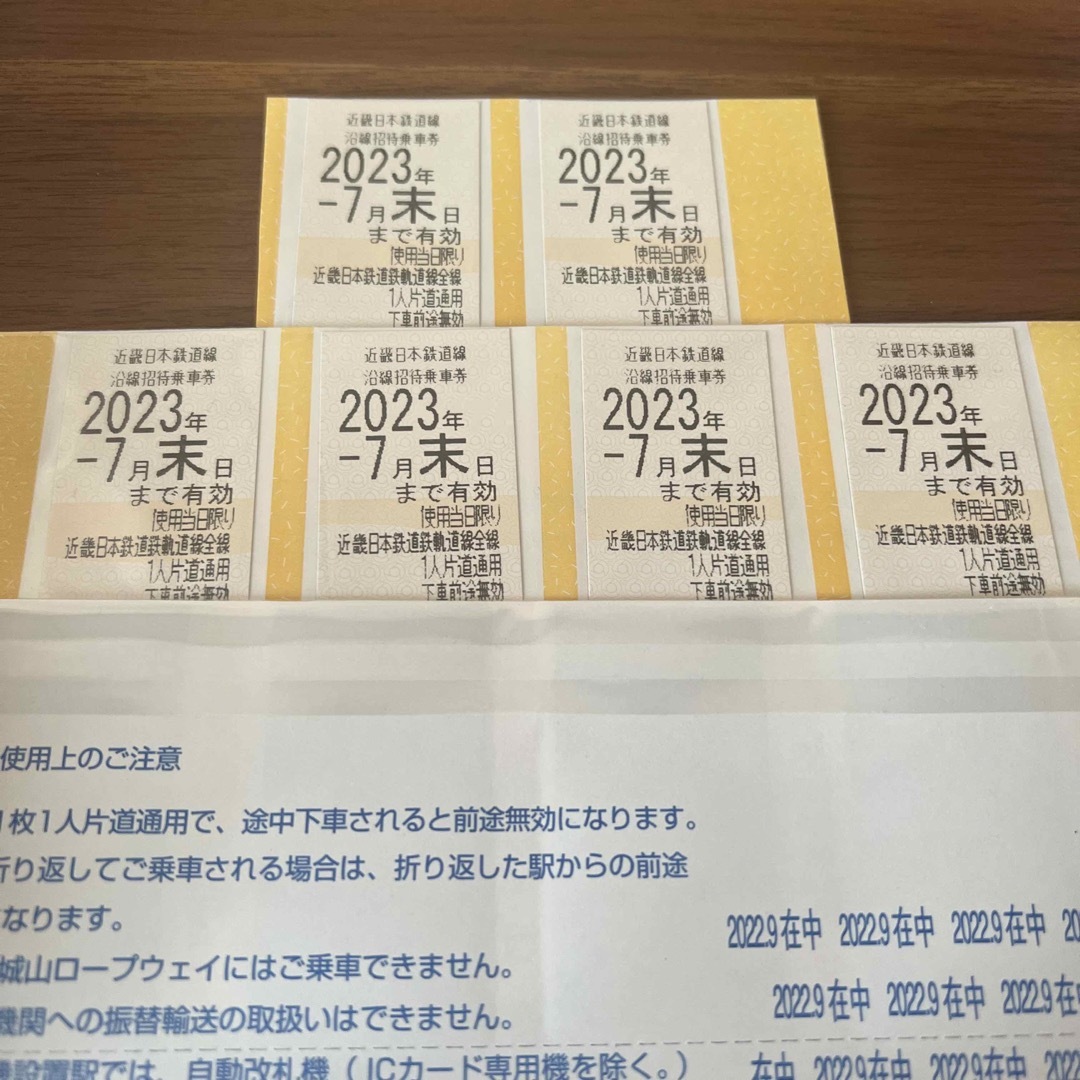 近鉄日本鉄道　乗車券6枚　(2枚からお譲りいたします)