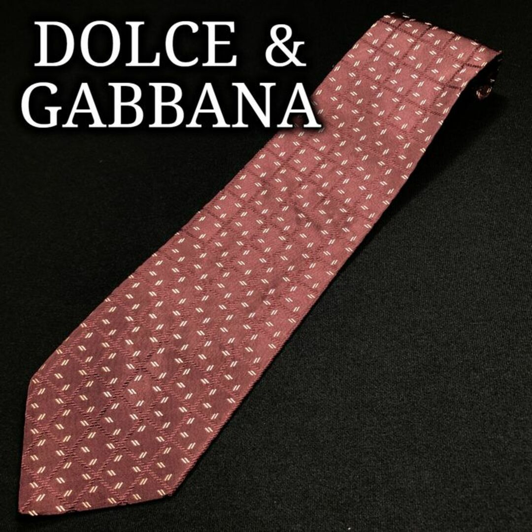 DOLCE&GABBANA(ドルチェアンドガッバーナ)のドルチェ＆ガッバーナ ドットチェック ワインレッド ネクタイ A106-B17 メンズのファッション小物(ネクタイ)の商品写真