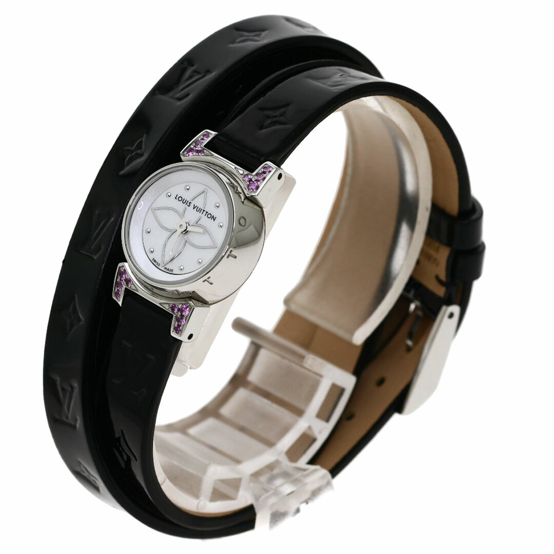 LOUIS VUITTON(ルイヴィトン)のLOUIS VUITTON Q1511 タンブール ビジュ トリプルコイルド ピンクサファイア 腕時計 SS 革 レディース レディースのファッション小物(腕時計)の商品写真