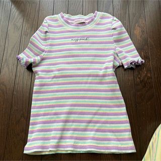 メゾピアノジュニア(mezzo piano junior)のmezzo piano jounior⭐︎レインボーボーダートップス(Tシャツ/カットソー)