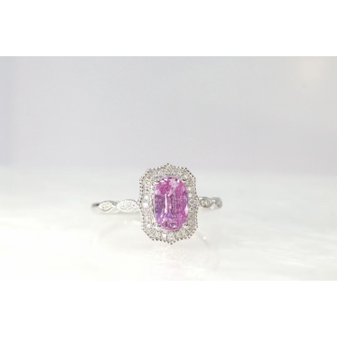 天然 パパラチアサファイア ダイヤ リング1.08ct k18 f