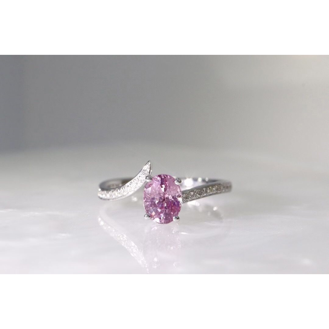 天然 パパラチアサファイア ダイヤ リング1.11ct k18 f