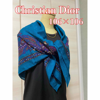 【新品・未使用】ディオール Dior 大判ストール、シルク ショール 黒シルク