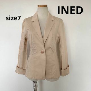 イネド(INED)のイネド　INED テーラードジャケット ベージュ　薄手ジャケット　7号(テーラードジャケット)