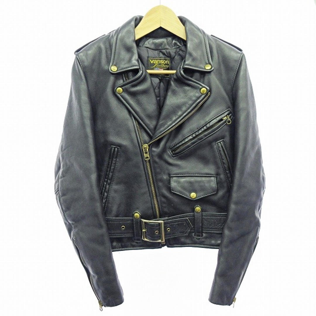 VANSON USA製 ライダースジャケット 本革 レザー ブラック 黒 34-