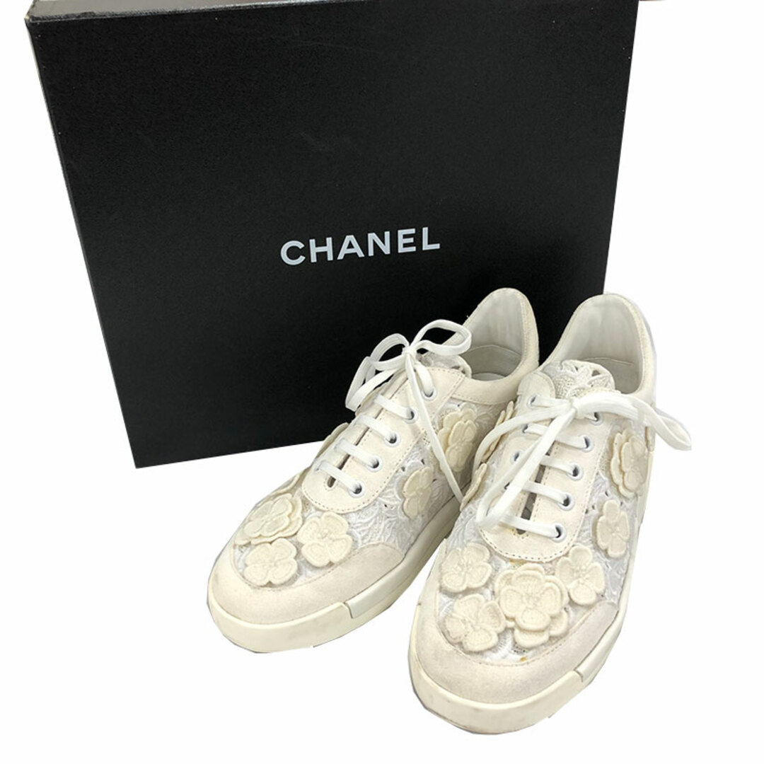 美品★CHANEL シャネル ロゴ カメリアレース スニーカー 36 23cm