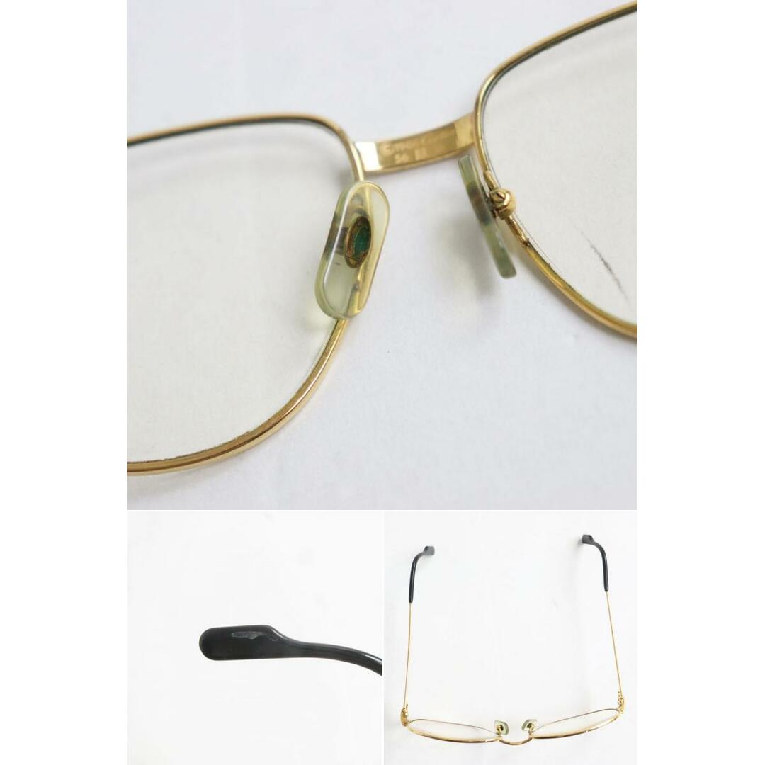 美品▼Cartier カルティエ サントス ティアドロップ ロゴ金具 メガネ/アイウェア 度入り ゴールド×ボルドー 56□16 135 フランス製