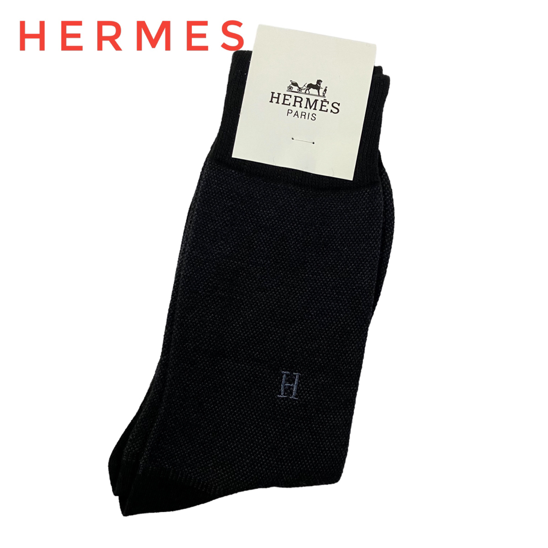 新品未使用 HERMES エルメス H柄ロゴ刺繍 ソックス 靴下 25~27cm