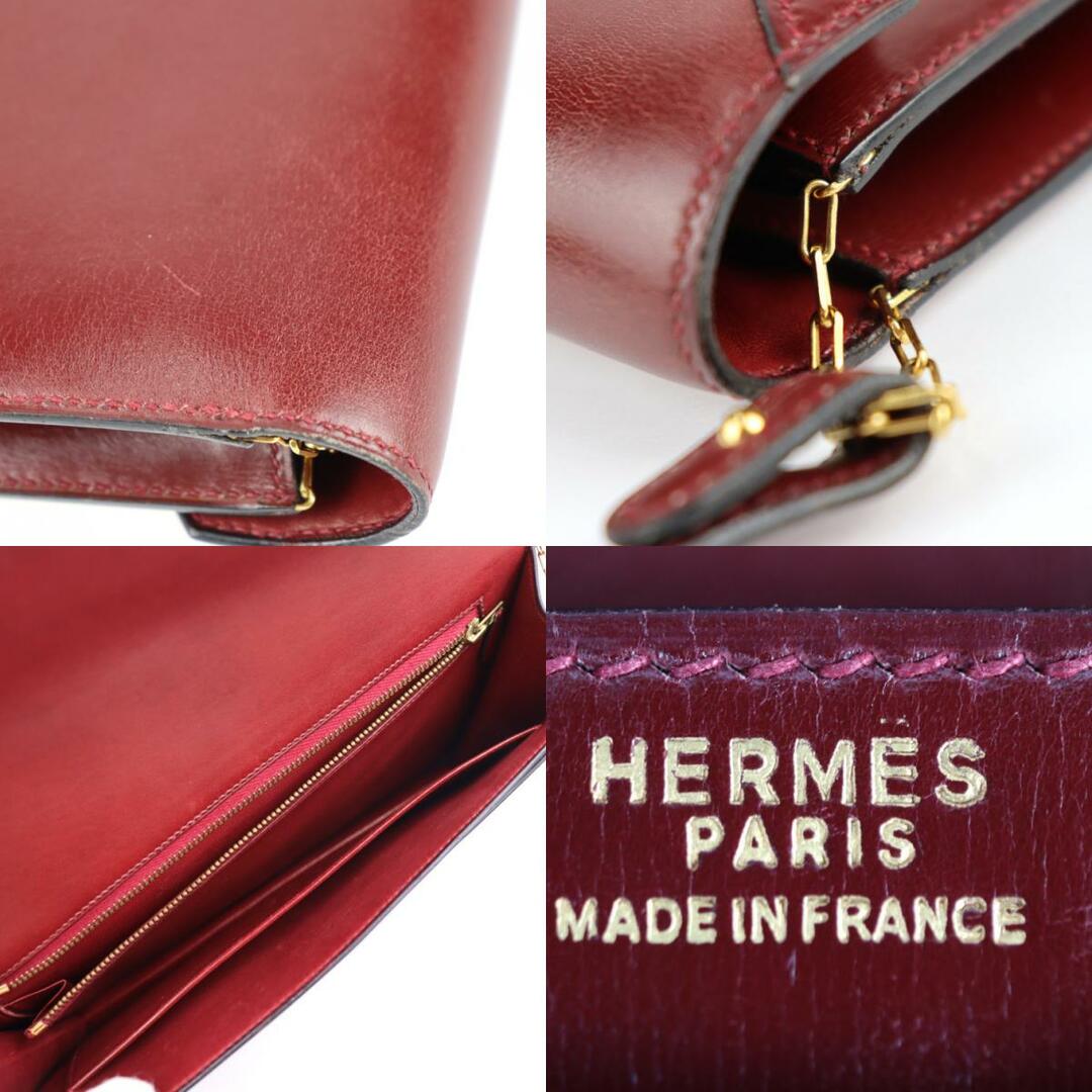 HERMES エルメス  リディ ショルダーバッグ  ボックスカーフ   ルージュアッシュ ボルドー系 ゴールド金具  2WAY クラッチバッグ 〇G刻印 ヴィンテージ 【本物保証】