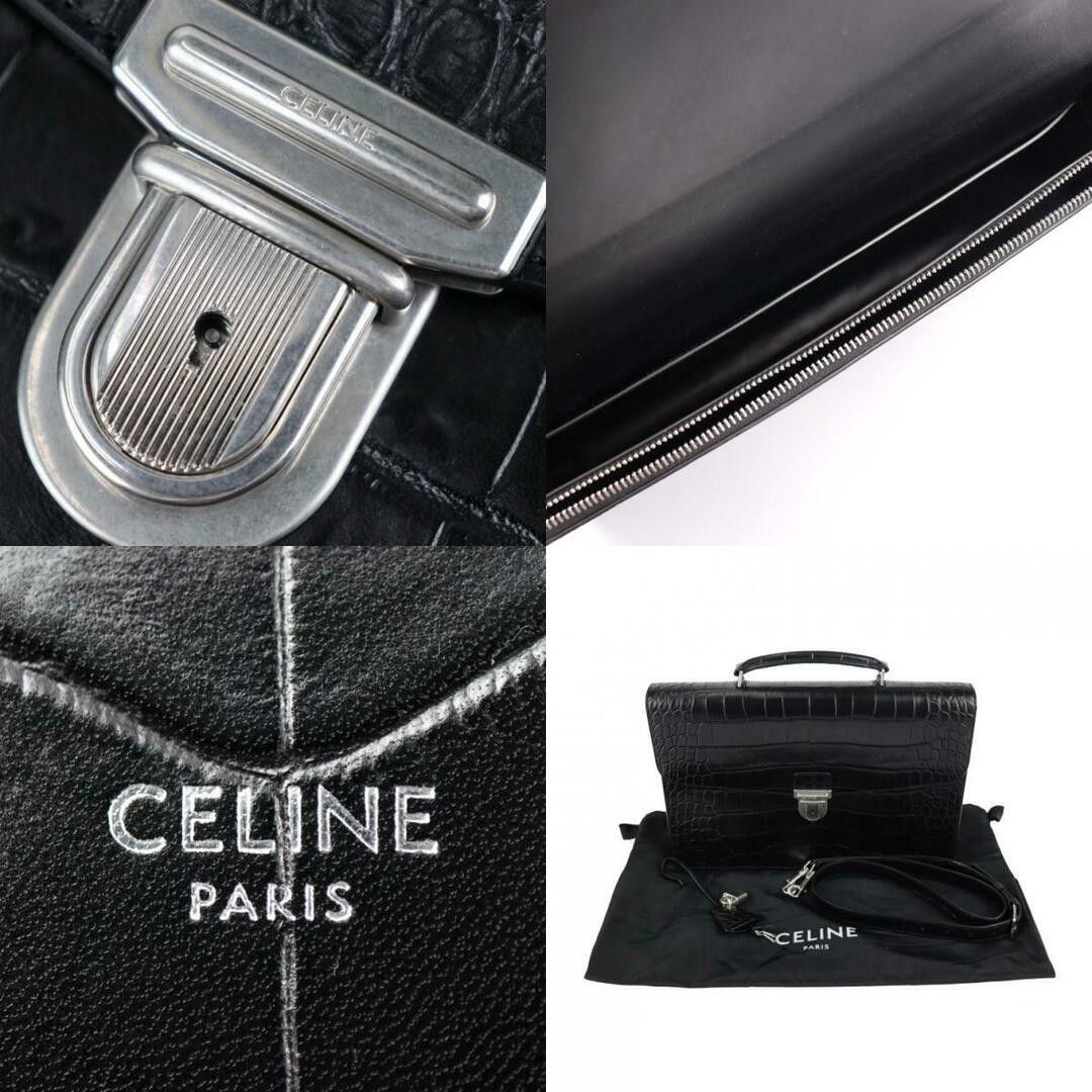 celine(セリーヌ)のCELINE セリーヌ バッグ  ビジネスバッグ  クロコダイル   ブラック シルバー金具  2WAY ブリーフケース ハンドバッグ ショルダーバッグ 【本物保証】 メンズのバッグ(ビジネスバッグ)の商品写真