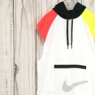 ナイキ(NIKE)の【ナイキ パーカー】 ビッグロゴ ラグラン袖 ビッグスウィシュ M 白 古着(パーカー)