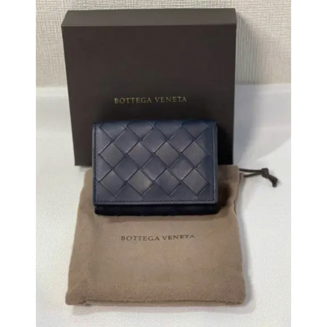 Bottega Veneta ボッテガヴェネタ 三つ折り財布 ネイビー 紺