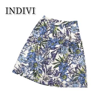 インディヴィ(INDIVI)のINDIVI スカート 花柄 フレア 大人綺麗め 美シルエット フラワー 36(ひざ丈スカート)