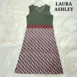 ローラアシュレイ(LAURA ASHLEY)の美品⭐︎ローラアシュレイ　ロングワンピース　ハート柄　カーキ　3(ロングワンピース/マキシワンピース)