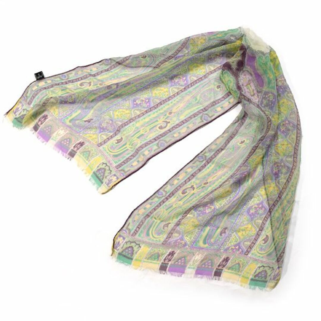 ETRO - エトロ□ペイズリー柄シルクシフォン縦型スカーフ/ストール