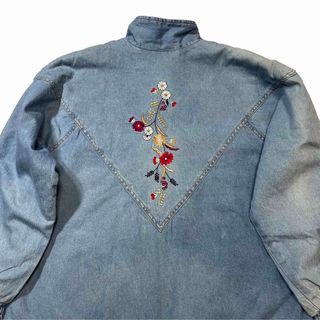 デニム × 花刺繍 Flower Embroidery Denim Jacket(Gジャン/デニムジャケット)