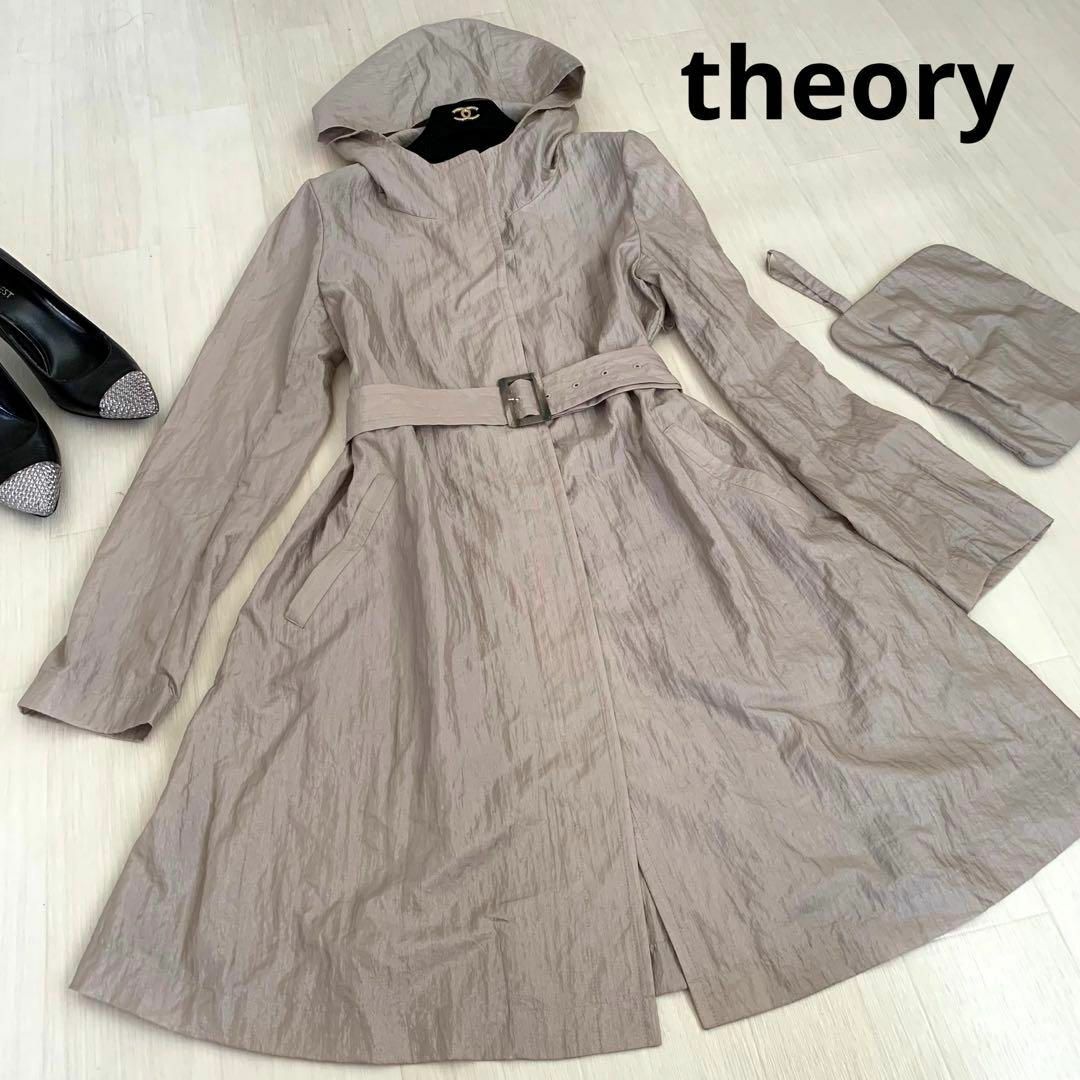 theory(セオリー)のセオリー　theory ナイロンコート　モッズコート　ポーチ付き　レディース　S レディースのジャケット/アウター(ロングコート)の商品写真