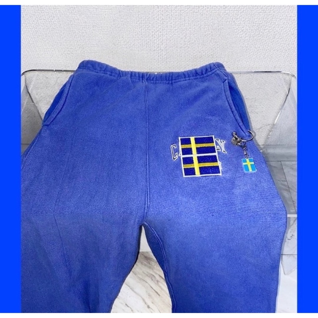 vintage champion スウェーデン国旗 ブルー 青 スウェットパンツ