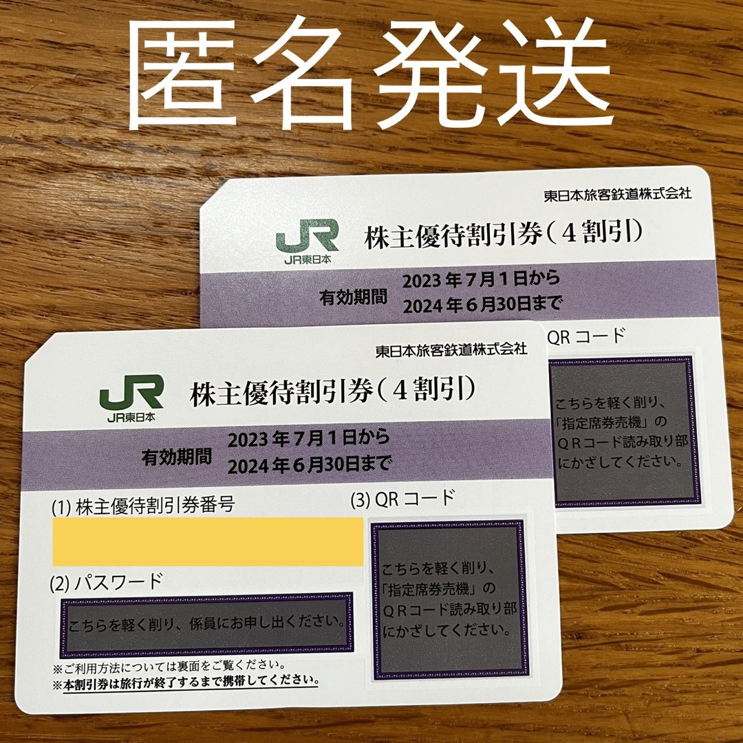JR - 匿名発送☆JR東日本☆東日本旅客鉄道☆株主優待券2枚セットの通販