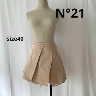 ヌメロヴェントゥーノ(N°21)のN°21 ヌメロヴェントゥーノ　異素材スカート レース　size40(ミニスカート)