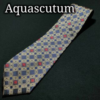 アクアスキュータム(AQUA SCUTUM)のアクアスキュータム 百合の紋章チェック ネイビー ネクタイ A106-F04(ネクタイ)