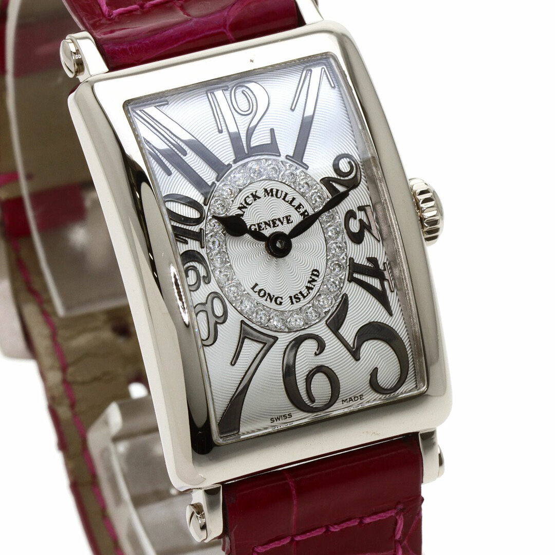 FRANCK MULLER 902QZCD1R コンキスタドール ロングアイランド ダイヤモンド 腕時計 K18WG 革 レディース