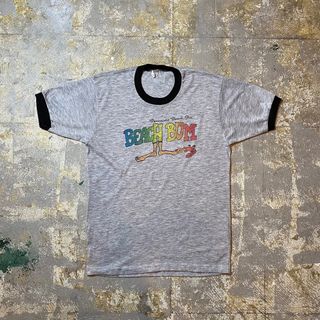 70s80s beach bum リンガーtシャツ グレー×ブラック XL相当(Tシャツ/カットソー(半袖/袖なし))