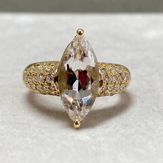 K18 2.77ct 大粒のダンビュライトとダイヤモンドのリング　(リング(指輪))