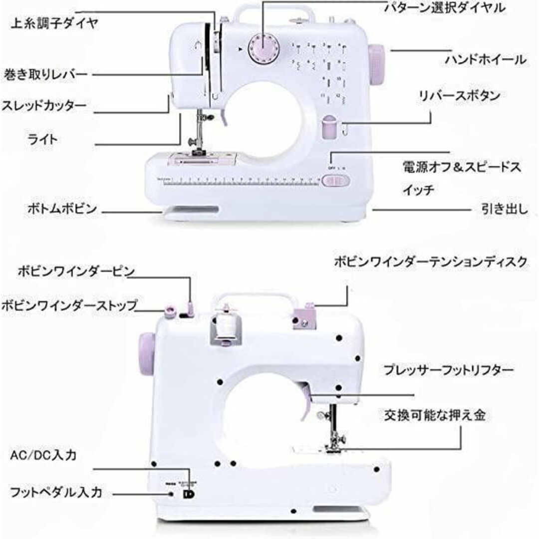 313 電動ミシン 家庭用 小型 コンパクト 初心者　ミニサイズ　軽量