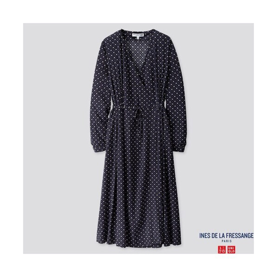 UNIQLO(ユニクロ)の新品☆ UNIQLO×INES レーヨンプリント カシュクールワンピース　L レディースのワンピース(ロングワンピース/マキシワンピース)の商品写真