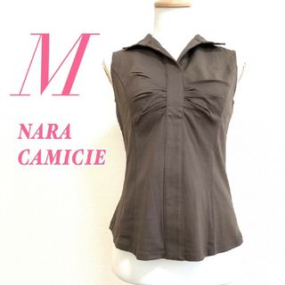 ナラカミーチェ(NARACAMICIE)のNARA CAMICHIE ナラカミーチェ　ノースリーブ　タグ付き　ブラウン　M(シャツ/ブラウス(半袖/袖なし))