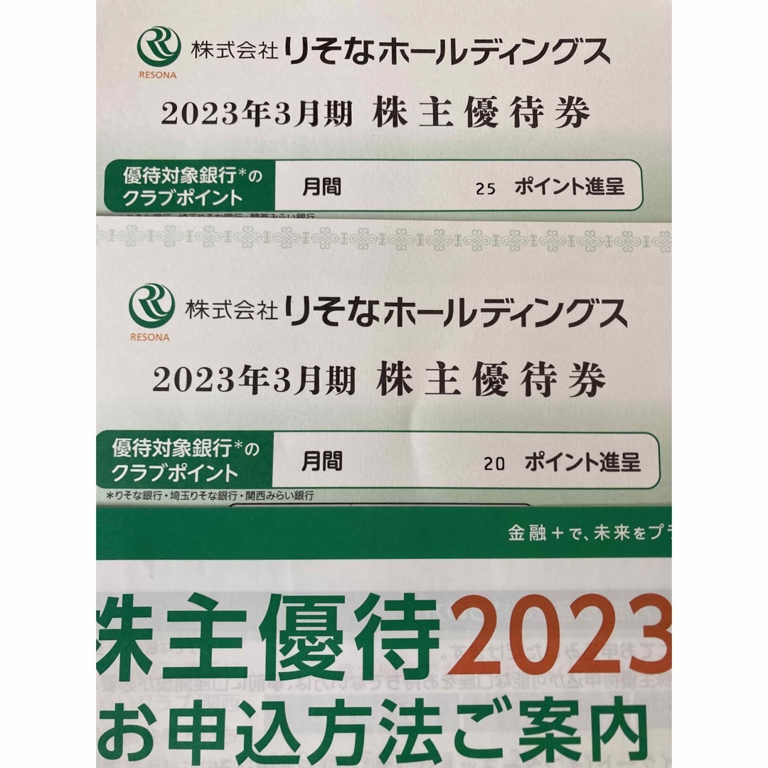 りそな銀行　株主優待券　クラブポイント 45ポイント　りそなホールディングス チケットの優待券/割引券(その他)の商品写真