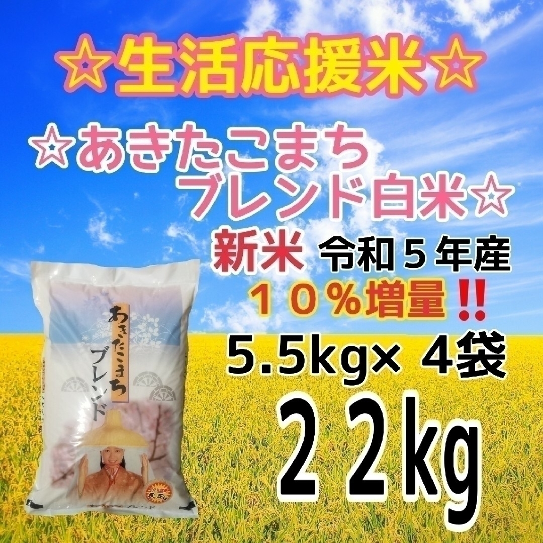 ★生活応援10%(2kg)増量★あきたこまちブレンド白米合計(22kg)送料込み 2