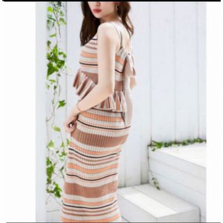 ハーリップトゥ(Her lip to)の残り2時間❣️ Multi Stripe Back Ribbon Dress(ロングワンピース/マキシワンピース)