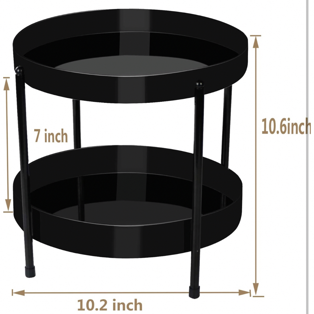化粧品収納ボックス ミニテーブル　2段　円型テーブル　ブラック インテリア/住まい/日用品の机/テーブル(コーヒーテーブル/サイドテーブル)の商品写真