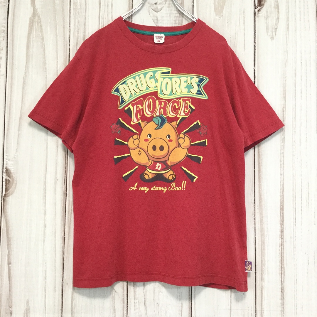 【半袖Tシャツ】昭和レトロ キャラクタ―プリント ゆるだぼ XL相当 赤