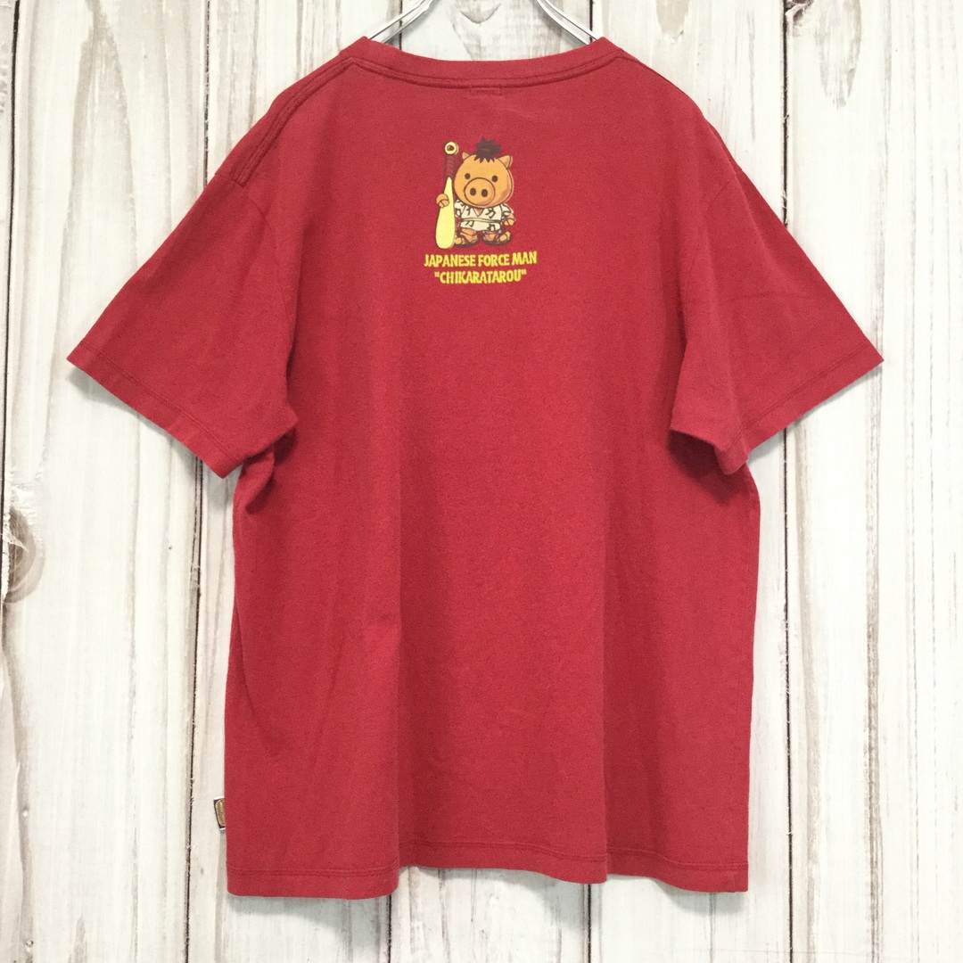 【半袖Tシャツ】昭和レトロ キャラクタ―プリント ゆるだぼ XL相当 赤 2