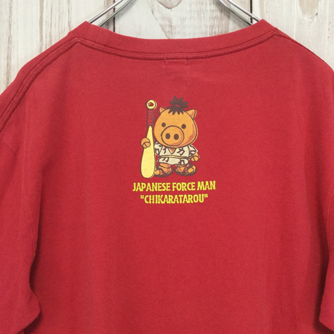 【半袖Tシャツ】昭和レトロ キャラクタ―プリント ゆるだぼ XL相当 赤 4