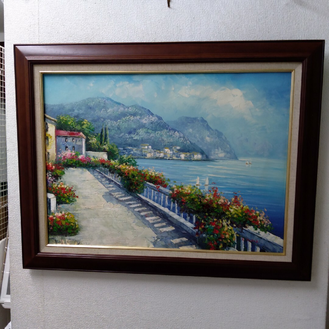 肉質油絵 横 特寸法 海岸の家 額装仕上げ品 sudouestprimeurs.fr