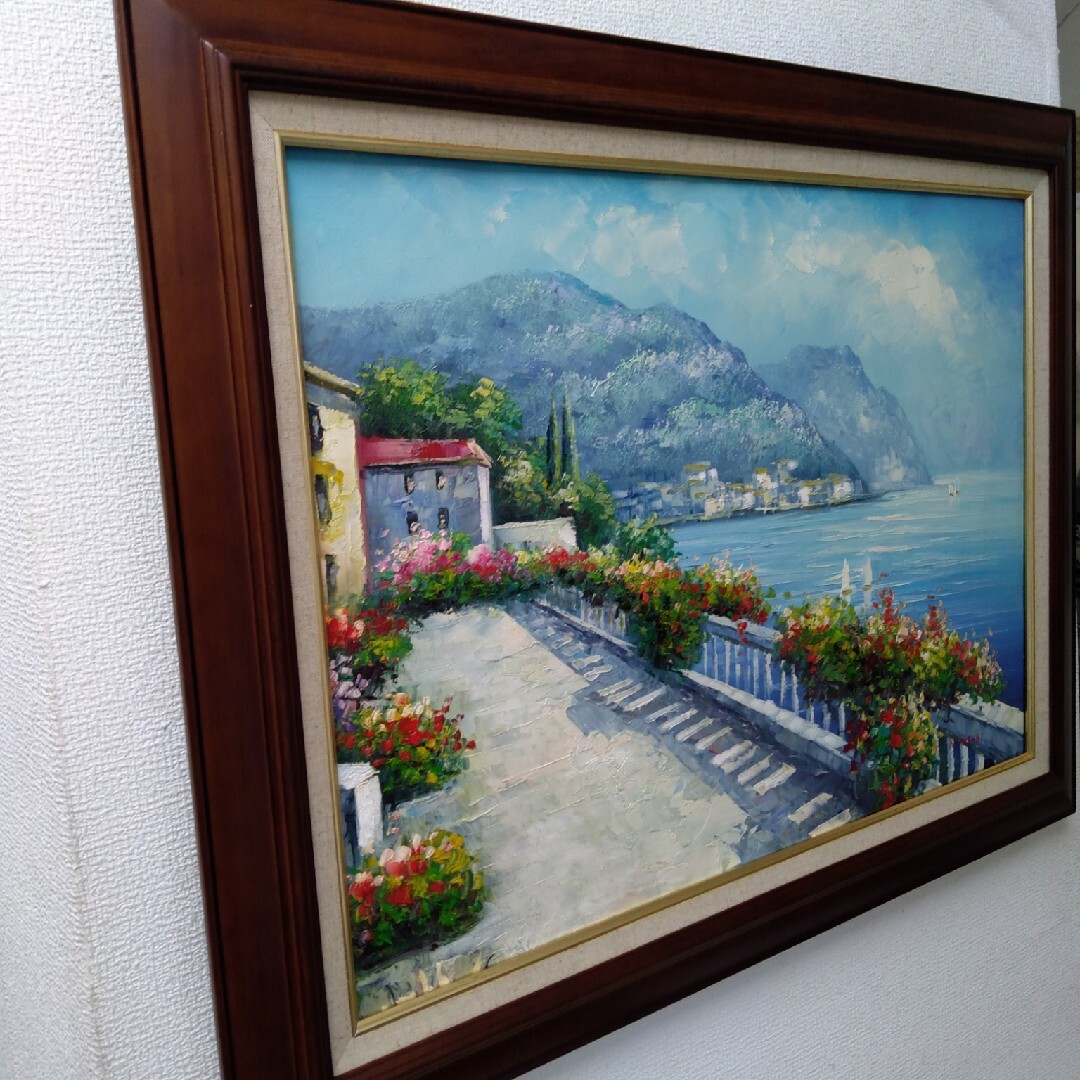 肉質油絵 横 特寸法 海岸の家 額装仕上げ品 | imperialspabrescia.it