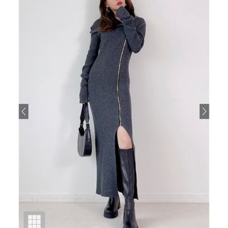 グレイル(GRL)のれいか様専用【タグ付き新品】GRL ジッパースリットニットロングワンピース(ロングワンピース/マキシワンピース)