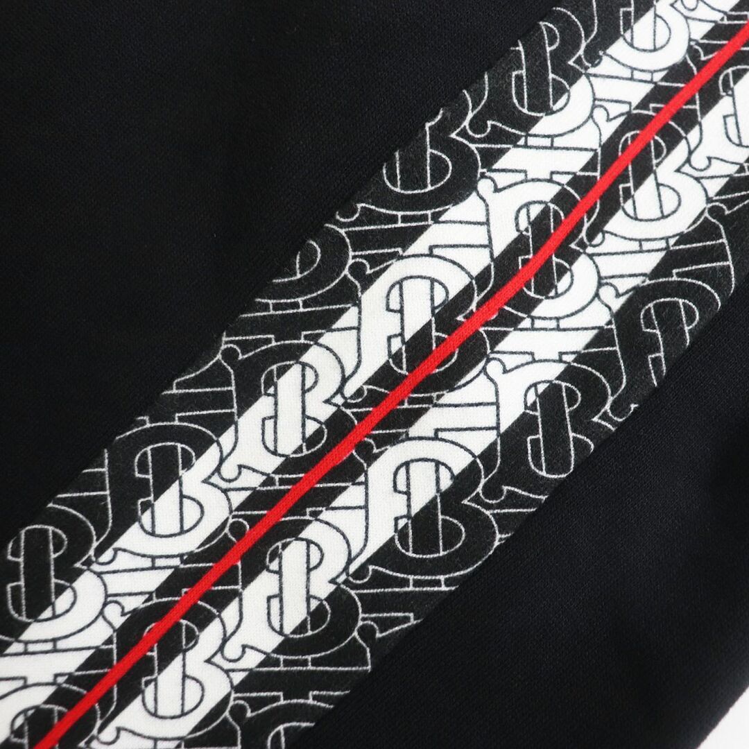 美品□19AW BURBERRY/バーバリー 8026942 TBモノグラム サイドライン コットン100% スウェットハーフパンツ/短パン ブラック S 正規品
