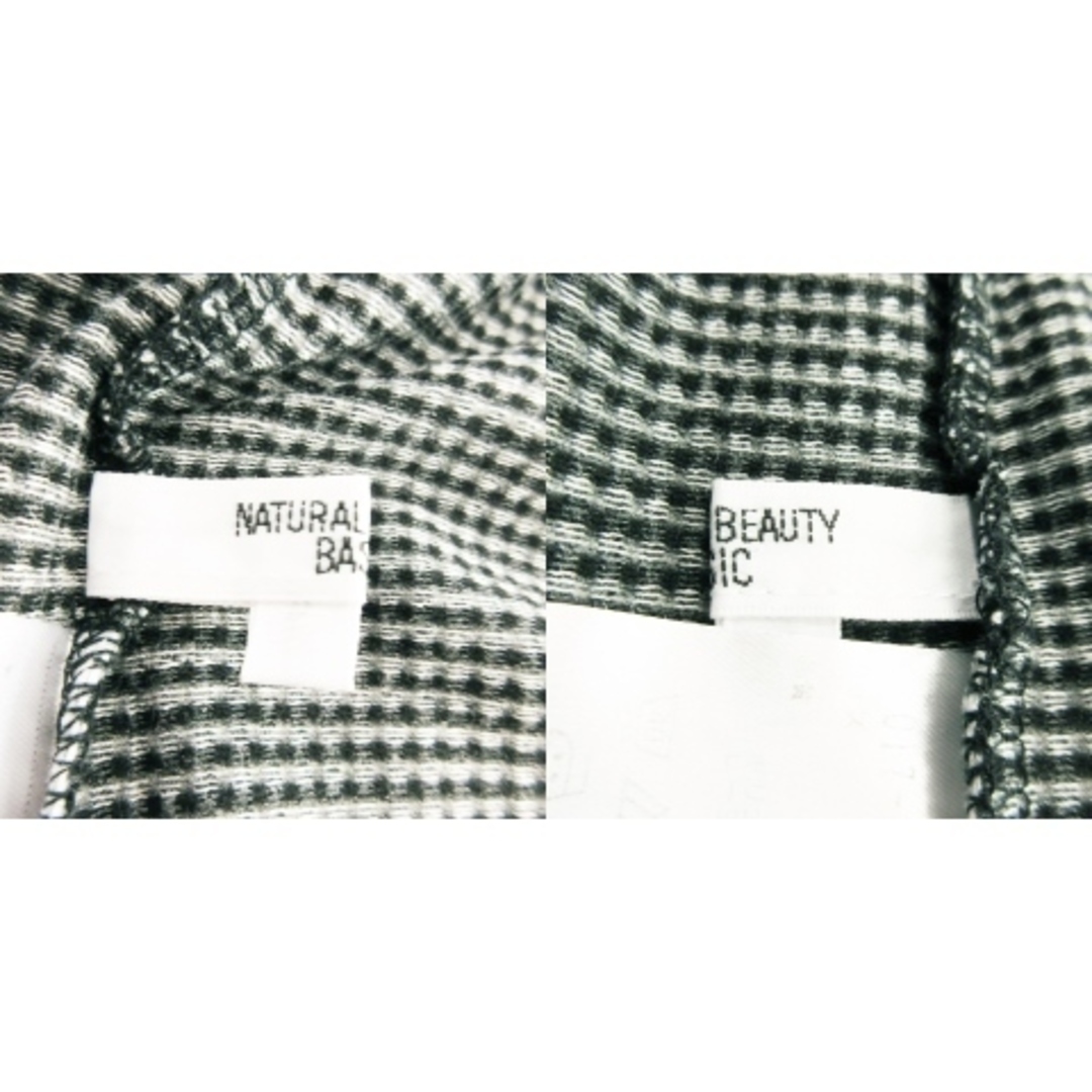 NATURAL BEAUTY BASIC(ナチュラルビューティーベーシック)のナチュラルビューティーベーシック カットソー 半袖 フリル チェック M 黒 レディースのトップス(カットソー(半袖/袖なし))の商品写真