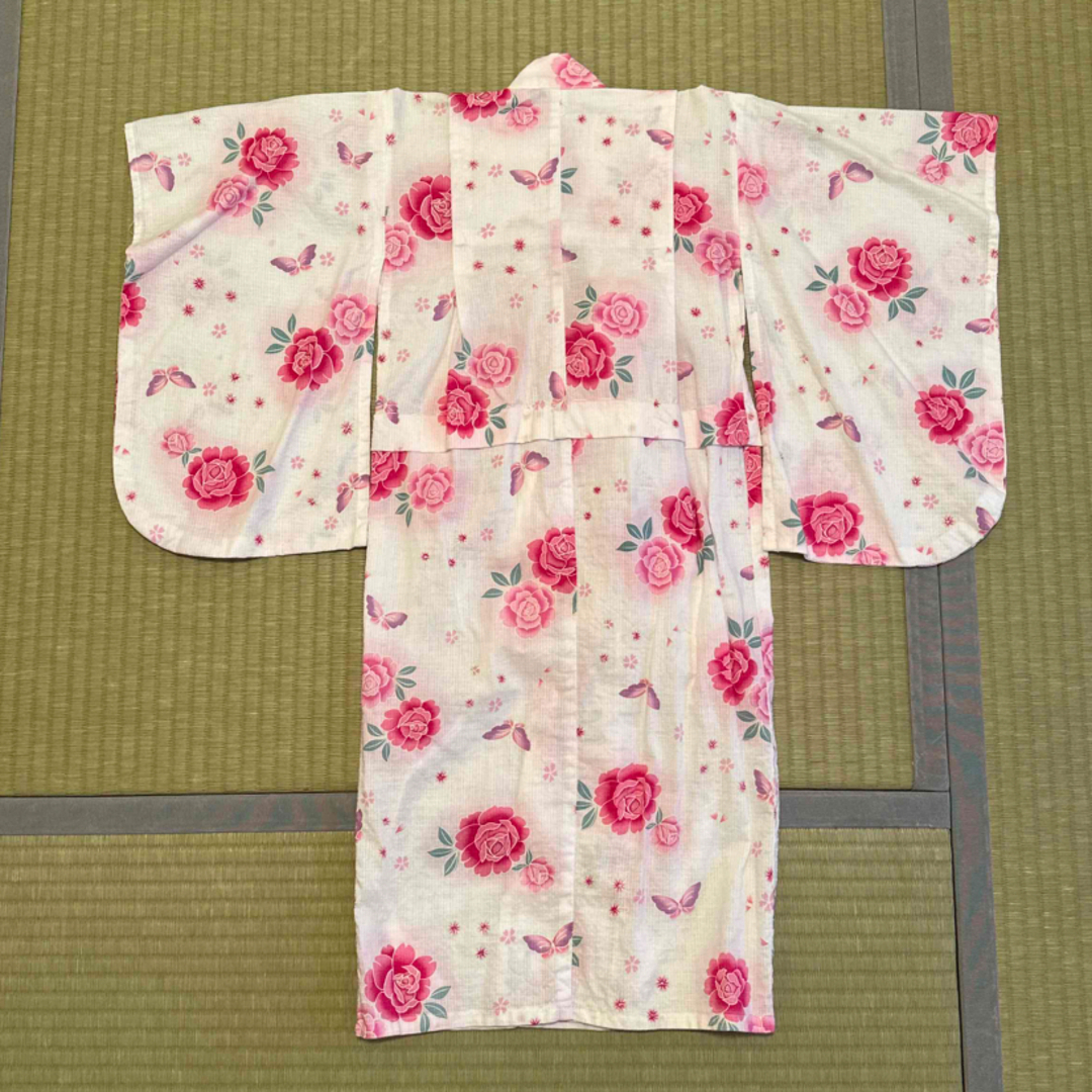 こども浴衣帯セット★花×蝶★100 キッズ/ベビー/マタニティのキッズ服女の子用(90cm~)(甚平/浴衣)の商品写真