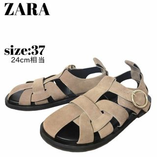 ザラ(ZARA)の☆美品☆ ZARA ザラ グルカサンダル スエード キャメル 24cm(サンダル)