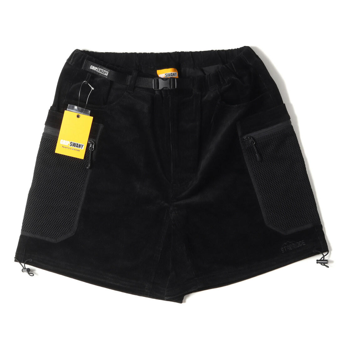 Getta Grip ゲッタグリップ パンツ サイズ:M 21SS STABRIDGE スタブリッジ コーデュロイ イージー ショーツ INNER CITY EXPLORER SHORTS 1 CORDS ブラック 黒 the Apartment アパートメント ボトムス ショートパンツ ズボン コラボ【メンズ】ショートパンツ